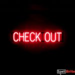 CHECK OUT sign, featuring LED lights that look like neon CHECK OUT signs