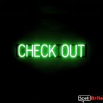 CHECK OUT sign, featuring LED lights that look like neon CHECK OUT signs