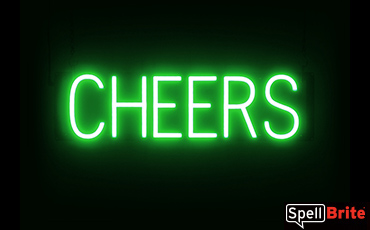 CHEERS sign, featuring LED lights that look like neon CHEERS signs