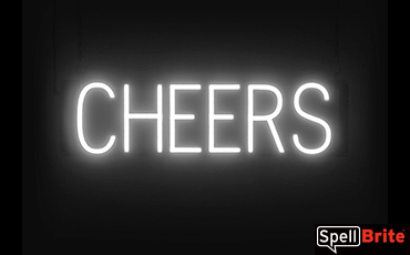 CHEERS sign, featuring LED lights that look like neon CHEERS signs