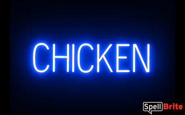 CHICKEN sign, featuring LED lights that look like neon CHICKEN signs