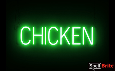 CHICKEN sign, featuring LED lights that look like neon CHICKEN signs