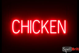 CHICKEN sign, featuring LED lights that look like neon CHICKEN signs