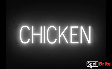 CHICKEN sign, featuring LED lights that look like neon CHICKEN signs