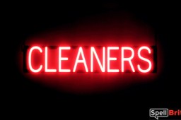 CLEANERS sign, featuring LED lights that look like neon CLEANERS signs