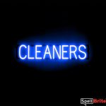 CLEANERS sign, featuring LED lights that look like neon CLEANERS signs