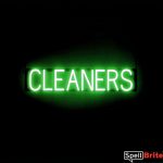 CLEANERS sign, featuring LED lights that look like neon CLEANERS signs