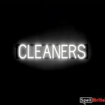 CLEANERS sign, featuring LED lights that look like neon CLEANERS signs