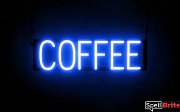 COFFEE sign, featuring LED lights that look like neon COFFEE signs