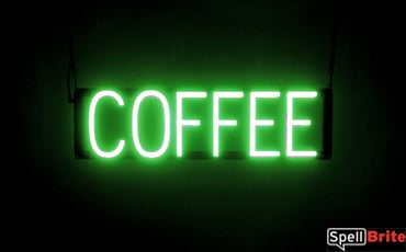 COFFEE sign, featuring LED lights that look like neon COFFEE signs