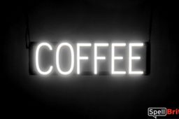 COFFEE sign, featuring LED lights that look like neon COFFEE signs
