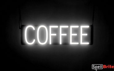 COFFEE sign, featuring LED lights that look like neon COFFEE signs