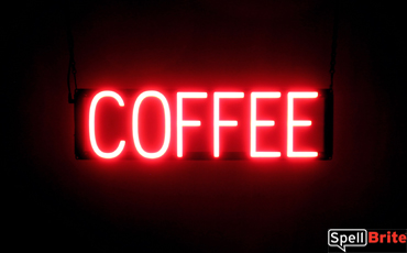 COFFEE sign, featuring LED lights that look like neon COFFEE signs