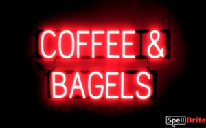COFFEE & BAGELS LED illuminated signs that uses changeable letters to make personalized signs