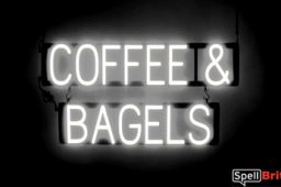 COFFEE BAGELS sign, featuring LED lights that look like neon COFFEE and BAGEL signs