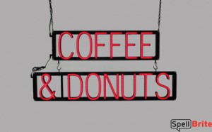 COFFEE & DONUTS LED sign that uses changeable letters to make personalized signs for your shop