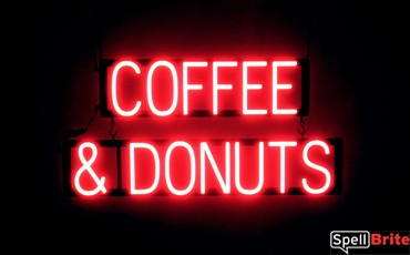 COFFEE & DONUTS LED sign that uses interchangeable letters to make custom signs for your café