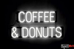 COFFEE DONUTS sign, featuring LED lights that look like neon COFFEE and DONUT signs