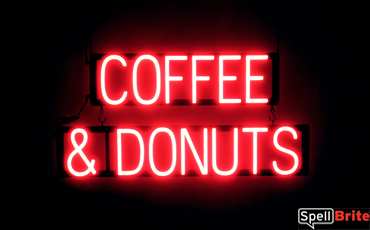 COFFEE &amp; DONUTS Letrero, con luces LED que parecen de neón COFFEE &amp; DONUTS Letreros