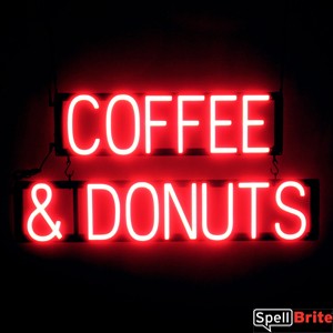COFFEE & DONUTS LED signs that use interchangeable letters to make personalized signs for your café