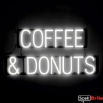 COFFEE DONUTS sign, featuring LED lights that look like neon COFFEE and DONUT signs