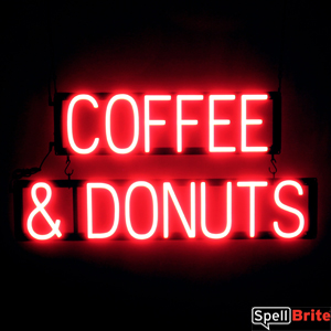 COFFEE & DONUTS LED signs that use interchangeable letters to make personalized signs for your café