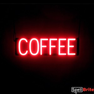 COFFEE sign, featuring LED lights that look like neon COFFEE signs