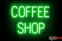 COFFEE SHOP sign, featuring LED lights that look like neon COFFEE SHOP signs