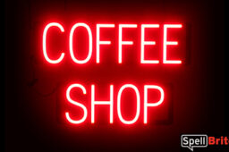 COFFEE SHOP sign, featuring LED lights that look like neon COFFEE SHOP signs
