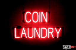 COIN LAUNDRY sign, featuring LED lights that look like neon COIN LAUNDRY signs