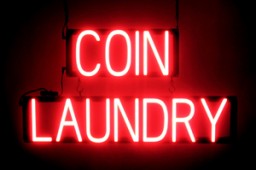 COIN LAUNDRY lighted LED signs that look like neon signage for your business