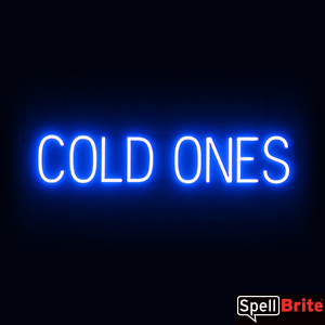 COLD ONES Sign - Neon Look, Blue LED Light