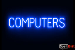 COMPUTERS sign, featuring LED lights that look like neon COMPUTERS signs