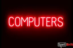 COMPUTERS sign, featuring LED lights that look like neon COMPUTERS signs