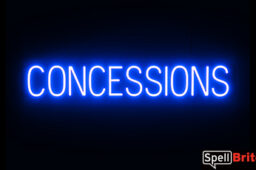 CONCESSIONS sign, featuring LED lights that look like neon CONCESSION signs