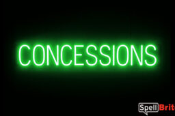 CONCESSIONS sign, featuring LED lights that look like neon CONCESSION signs
