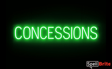 CONCESSIONS sign, featuring LED lights that look like neon CONCESSION signs