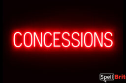 CONCESSIONS sign, featuring LED lights that look like neon CONCESSION signs