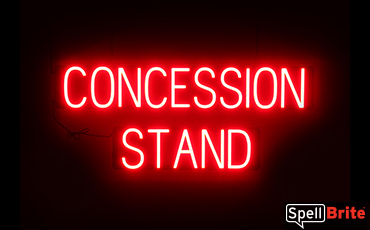 CONCESSION STAND sign, featuring LED lights that look like neon CONCESSION STAND signs