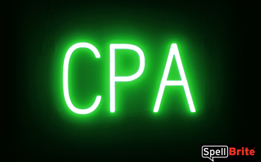 CPA Sign – SpellBrite’s LED Sign Alternative to Neon CPA Signs for Businesses in Green