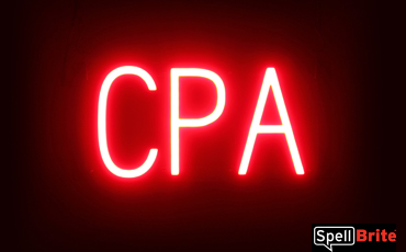 CPA sign, featuring LED lights that look like neon CPA signs