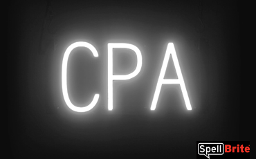 CPA sign, featuring LED lights that look like neon CPA signs