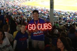 CUBS sign, featuring LED lights that look like neon CUBS signs