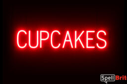CUPCAKES sign, featuring LED lights that look like neon CUPCAKE signs