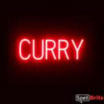 CURRY sign, featuring LED lights that look like neon CURRY signs