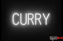 CURRY sign, featuring LED lights that look like neon CURRY signs