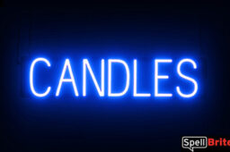 Candles sign, featuring LED lights that look like neon Candles signs