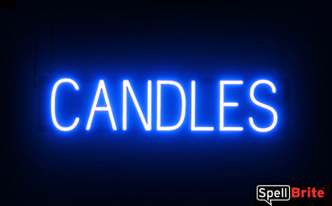 Candles sign, featuring LED lights that look like neon Candles signs