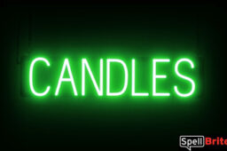 Candles sign, featuring LED lights that look like neon Candles signs