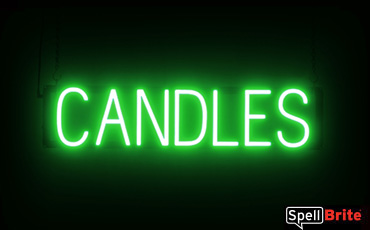 Candles sign, featuring LED lights that look like neon Candles signs